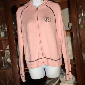 Calvin Klein pink hooded zip-up Size M